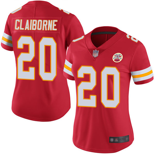 Women Kansas City Chiefs #20 Claiborne Morris Red Team Color Vapor Untouchable Limited Player Football Nike NFL Jersey